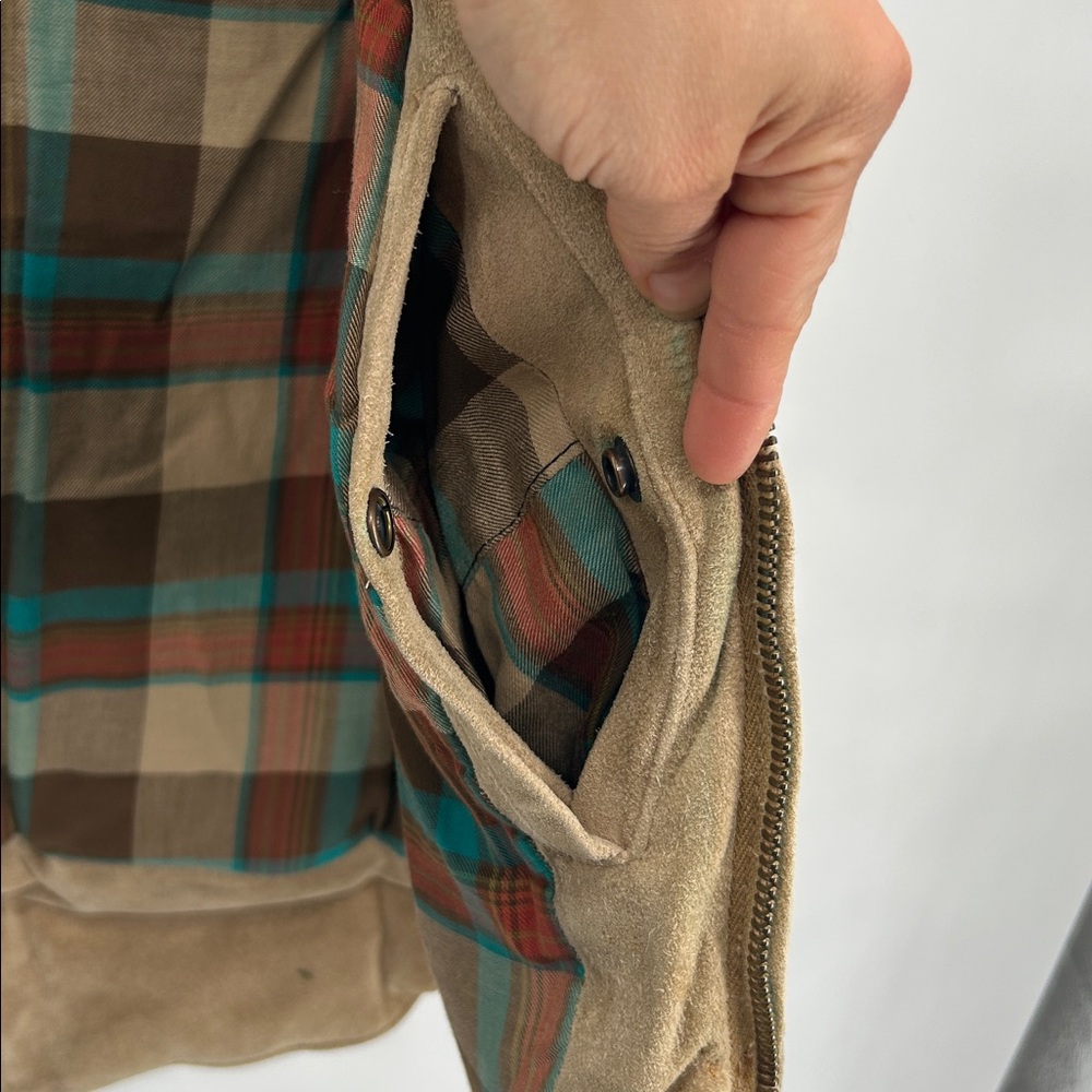 Polo Ralph Lauren Mens Suede Leather Vest Plaid Lined Puffer Down/Feather Fill S - Picture 8 of 10